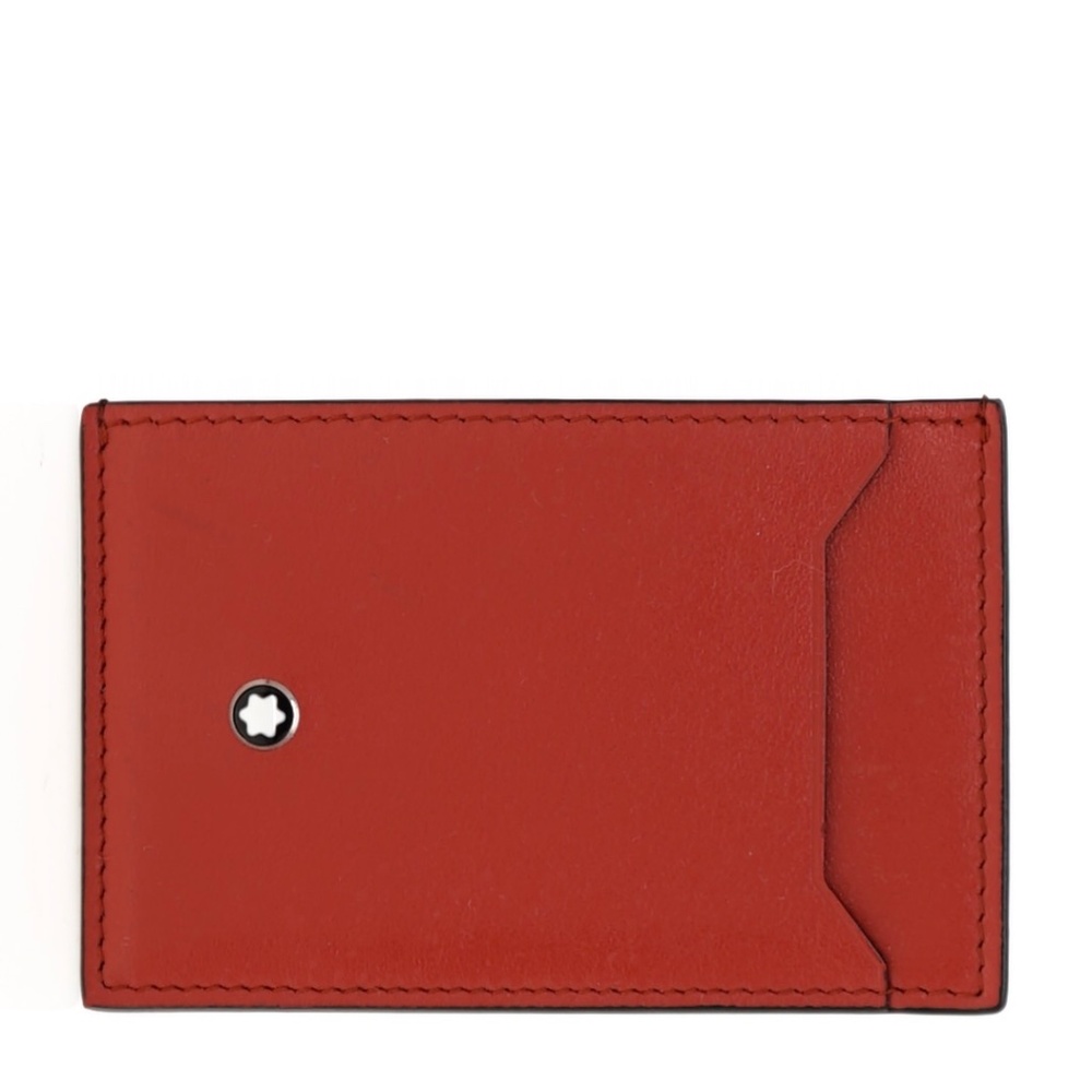 Montblanc Slim Business Card Holder Wallet 3cc Bicolor Red Black Leather New